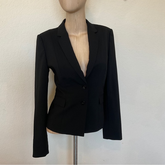Hugo Boss RARE Jaru Italian Stretch Wool Blazer Black Tailored Tapered EUC US 6 - Picture 4 of 16